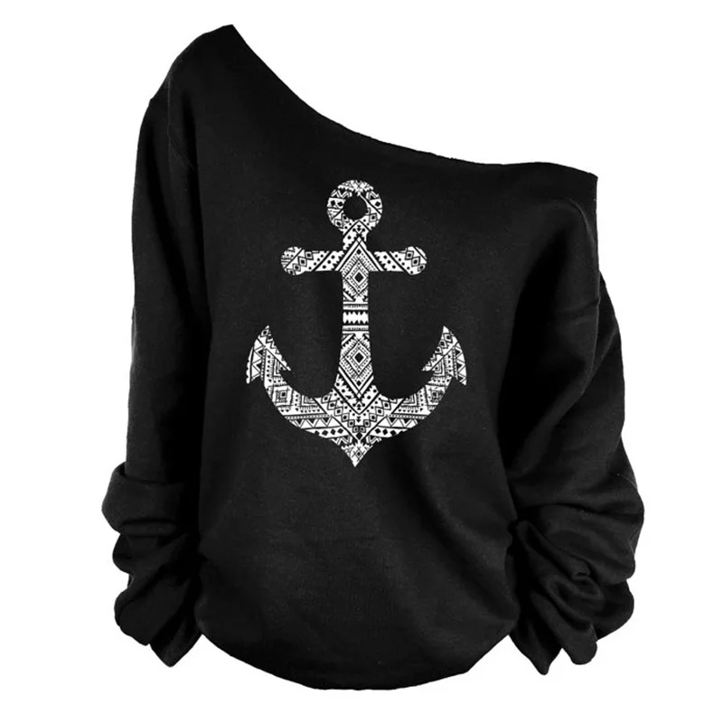 Новинка весна 2017 женский элегантный трикотажный свитшот с косым плечом|hoodies