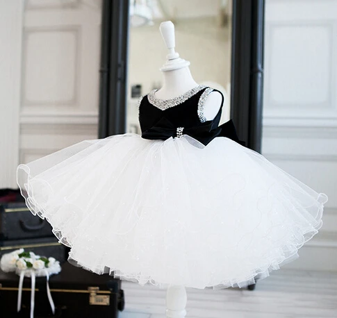 Elegant Summer girl birthday dresses toddler pearl tutu flower for weddings white/black baptism 2-11Y | Детская одежда и обувь