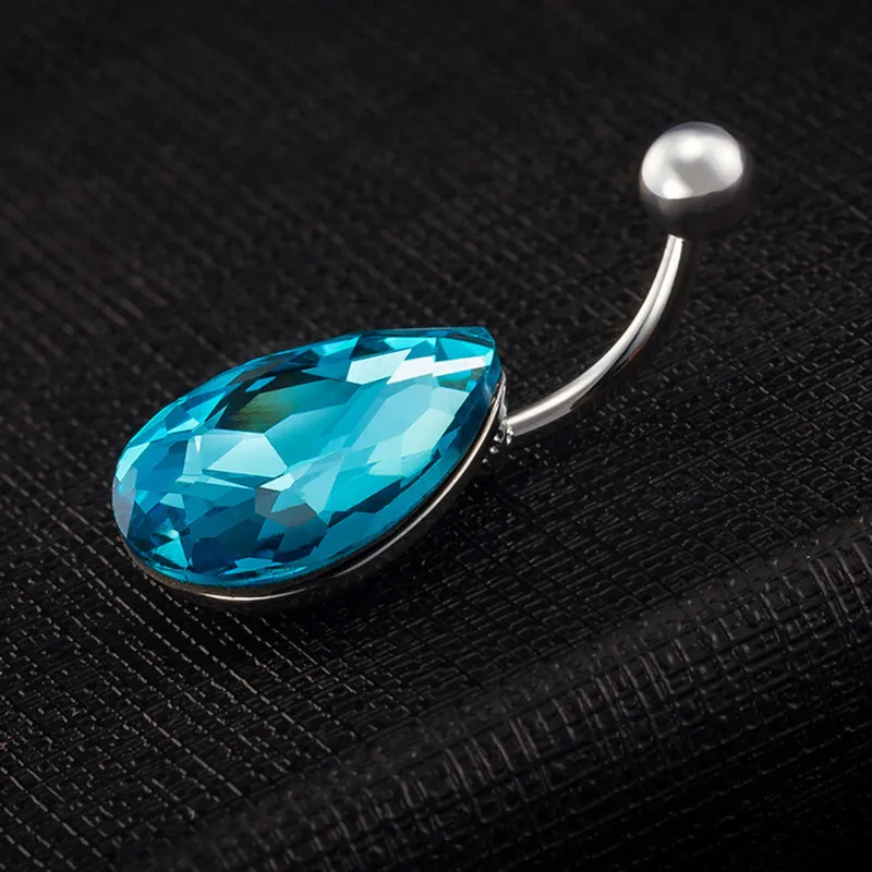 Женское кольцо для пирсинга голубое с синим камнем | Украшения и аксессуары