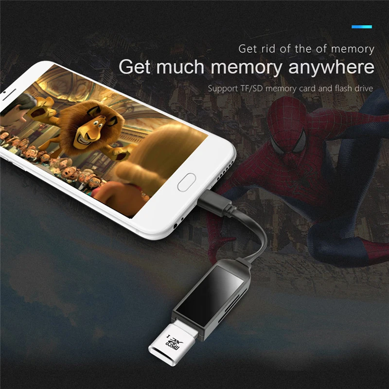 2 в 1 type-C адаптер usb type-C OTG кабель SD/TF/Micro SD/MMC считыватель карт памяти для samsung Galaxy S8 S9 Note 8 huawei mate 9