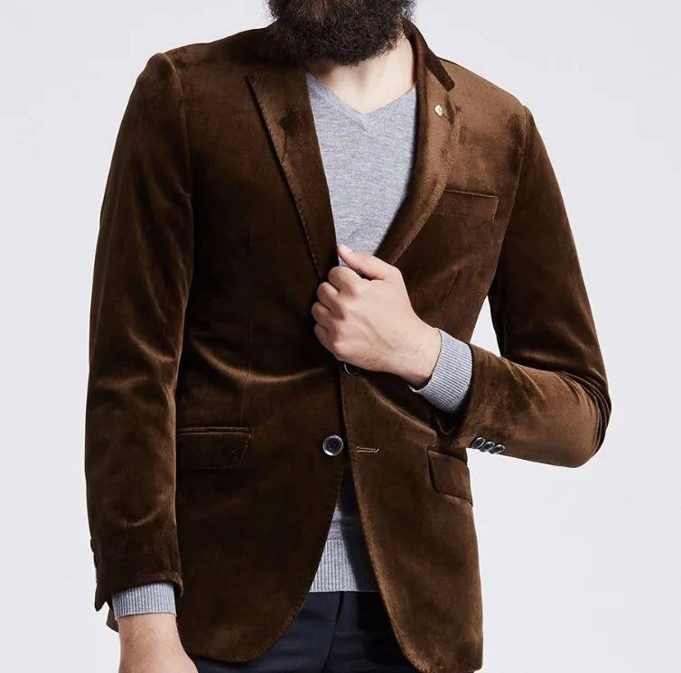 Новейший дизайн от Thorndike коричневый бархатный мужской костюм смокинги