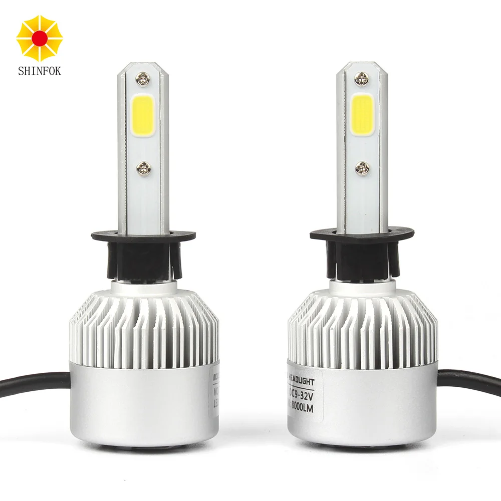 

H1 LED Car Headlight 2PCS High Power Bulb Super Bright Beam 72W COB Chips 6000K White Auto Repalcement Headlamp