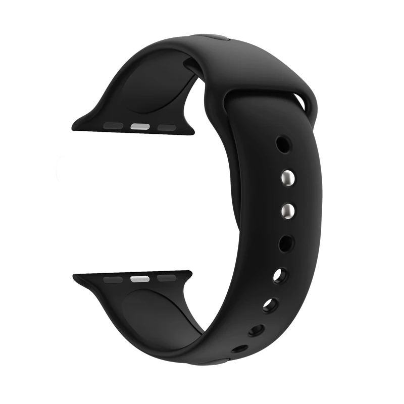 black Хохлатый спортивный ремешок для Apple Watch ремешок 44 мм/40 мм силиконовый correa iwatch серии 3/2/1 резиновый браслет Ссылка браслет ремень - Цвет ремешка: black