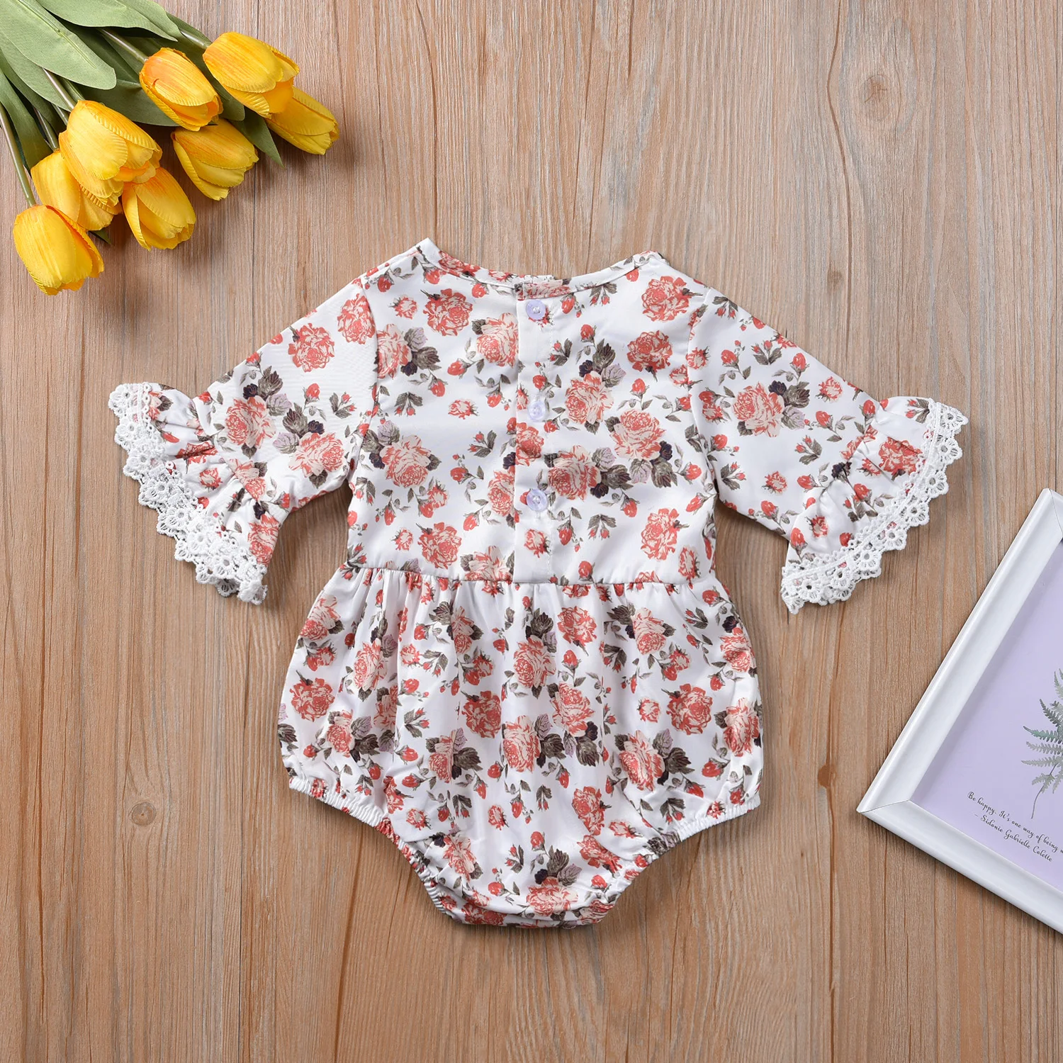 Лидер продаж боди с кружевными рукавами для маленьких девочек комбинезон летняя