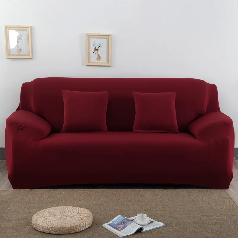 Pure Color Polyester Fiber Sofa Cover Removable Elastic All-inclusive Living Room Covers Single Two Three | Дом и сад