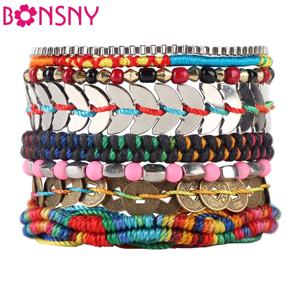Bonsny роскошный богемный браслет ручной работы с бусинами для женщин брендовый