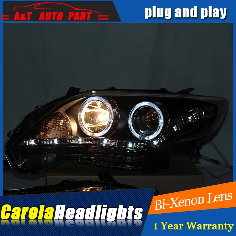 

2011-2013 for toyota corolla headlights LED guide DRL tears eyes car styling H7 bi xenon lens parking head lamps