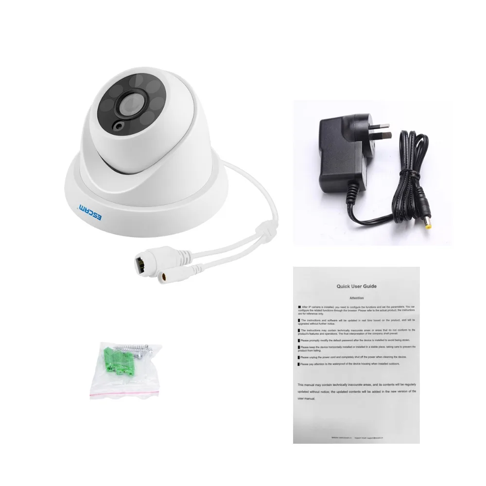 ESCAM QH001 ONVIF H.265 1080P P2P ИК купольная ip-камера с функцией интеллектуального анализа функция определения площади и количества объектов Поддержка день/ночь