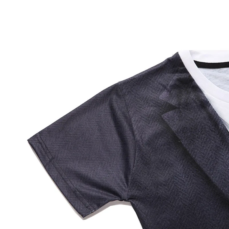 Поддельный костюм летняя мужская одежда 3D принт футболка летние топы Короткий