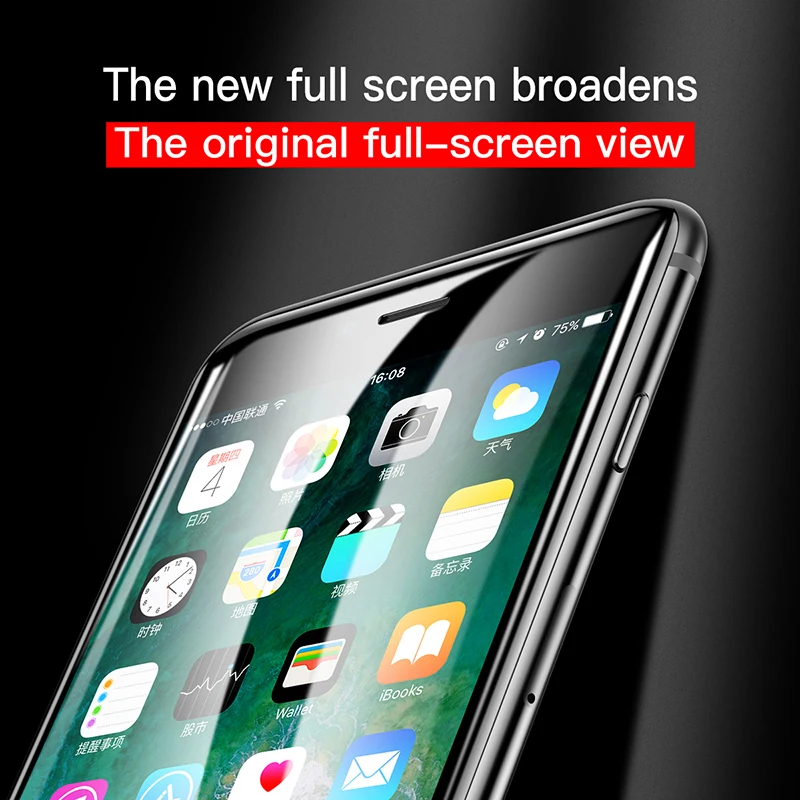 Baseus для iPhone X 8 7, защита экрана на весь экран 0,3 мм, закаленное стекло, полное покрытие, защитное стекло, пленка для iPhone7Plus 8Plus