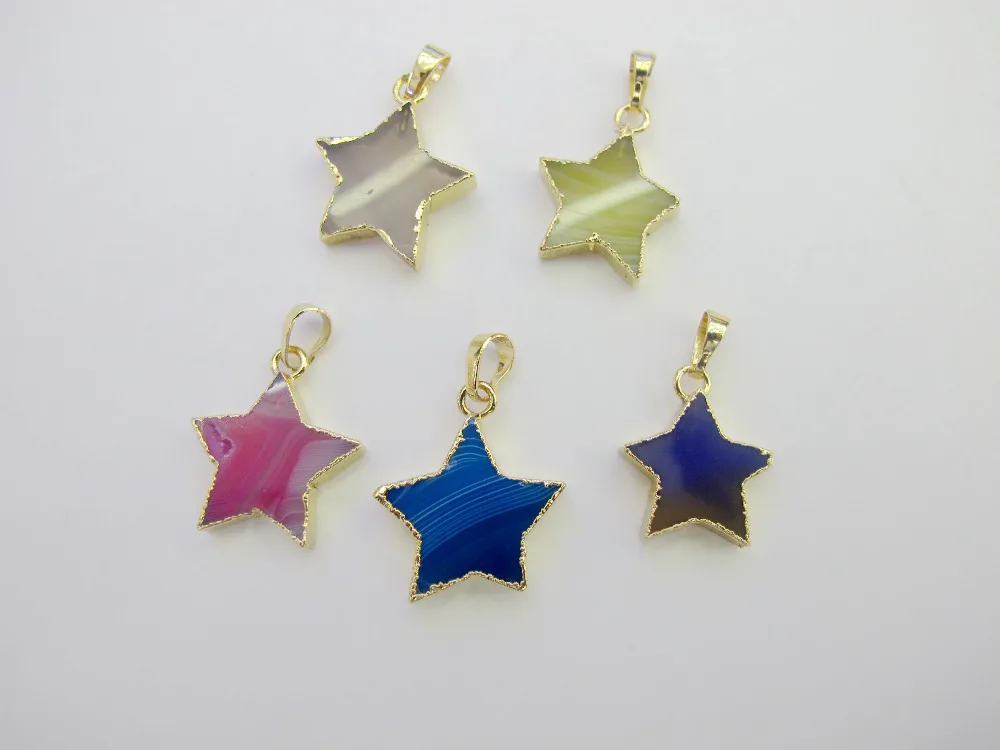 

Оптовая продажа, разнообразные подвески 10 шт./лот из натурального агата и драгоценного камня со звездами, подходят для ожерелья, ювелирных и...