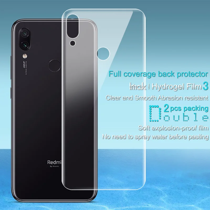 Imak Гидрогелевая пленка для Xiaomi Redmi Note 8 7 Pro задняя Передняя Задняя Защитная Прозрачная Олеофобная пленка