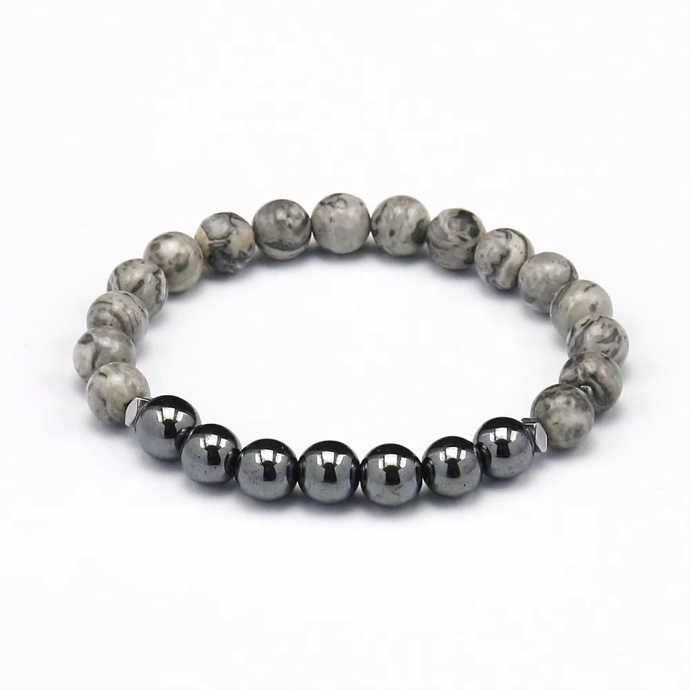 Хит продаж оптовая продажа гематит с серым камнем популярные браслеты из бусин