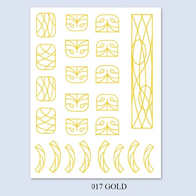 17gold 3D Nail Art Sticker Gold Silver Circle Nail Stickers Hollow Geometry Line Adhesive Slider Sticker Star Moon Decals Z0158 - Цвет: 17gold