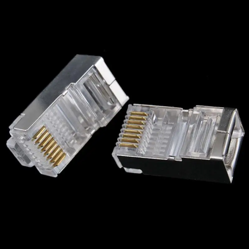 Оптовая продажа 10 шт. RJ45 RJ-45 8P8C сетевой кабель разъем CAT5 металлический щит
