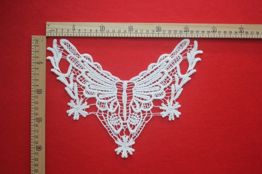 20 шт./лот 28x22 см Красивая бабочка белый 100% хлопок ткань цветок Venise кружева швейная аппликация мотив DIY ремесло