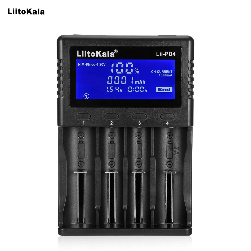Зарядное устройство LiitoKala для аккумуляторов 1 шт. ЖК дисплей 3 7 В 18650 21700 + 4 US18650 vtc5a 6