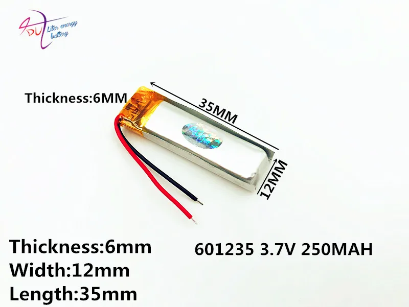 Литий-ионный аккумулятор для Mp3 MP4 MP5 GPS vedio bluetooth 10 шт. 3 7 В 250 мАч 601235 | Электроника
