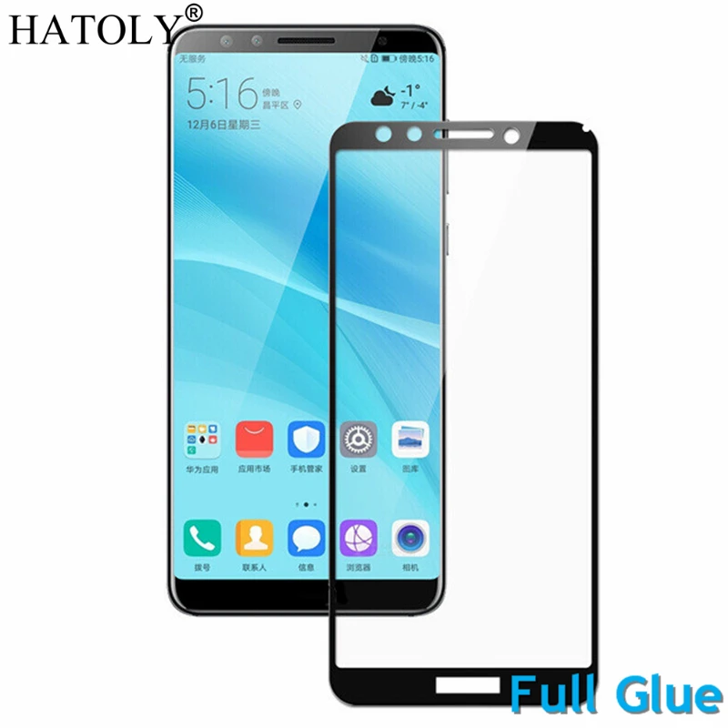 

Закаленное стекло HATOLY с полным покрытием клея для Huawei Y5 Lite 2018, защита для экрана Huawei Y5 Lite 2018, фотопленка с полным покрытием для защиты от пыли