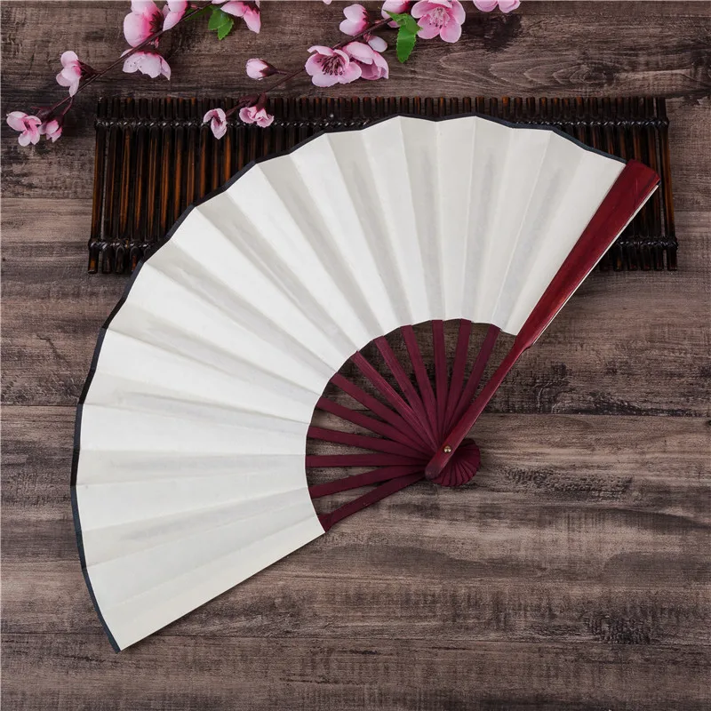 

1pcs Chinese Japanese DIY Plain Color Bamboo Large Rave Folding Hand Fan Event Party Supplies For Men/Women