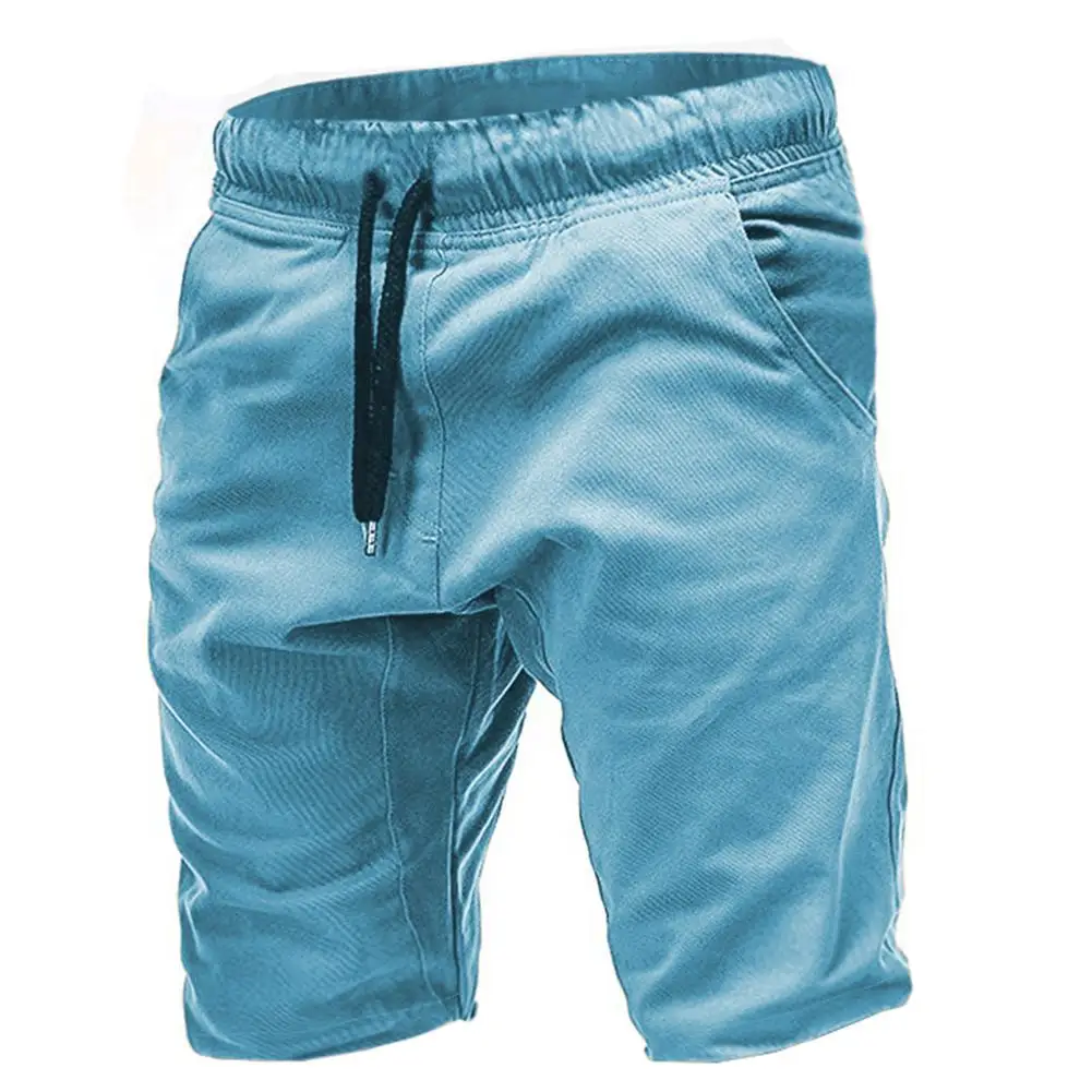 

Men Solid Color Pocket Drawstring Sport Shorts Slim Fit Elastic Jogger Pants hot