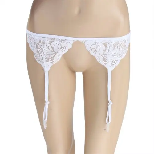 Белый цветочный кружевной сетчатый пояс для чулок MYTL | Женская одежда