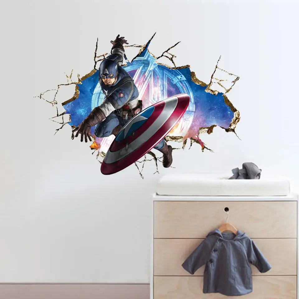 Новый впечатление 3D Мультфильм Капитан Мститель дом этикета Стикеры/красивые