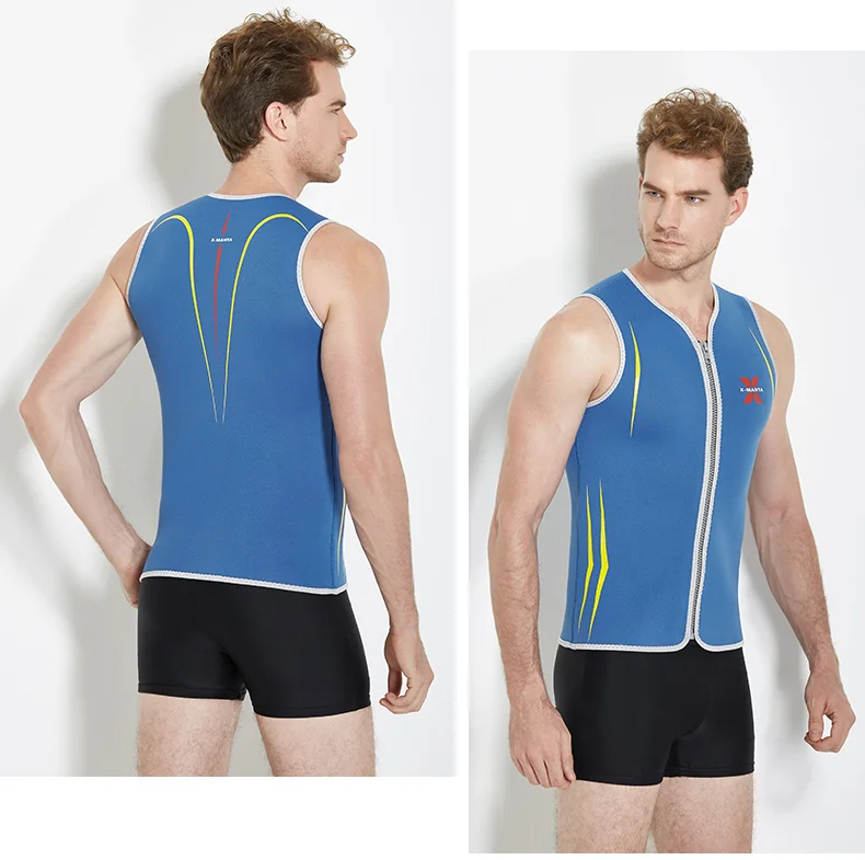 

Mens Wetsuits Top Premium Neoprene 3mm Zipper Diving Vest Blue