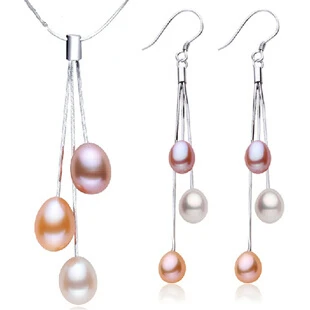 Новый комплект ювелирных изделий из жемчуга 2 предметов ожерелье и серьги