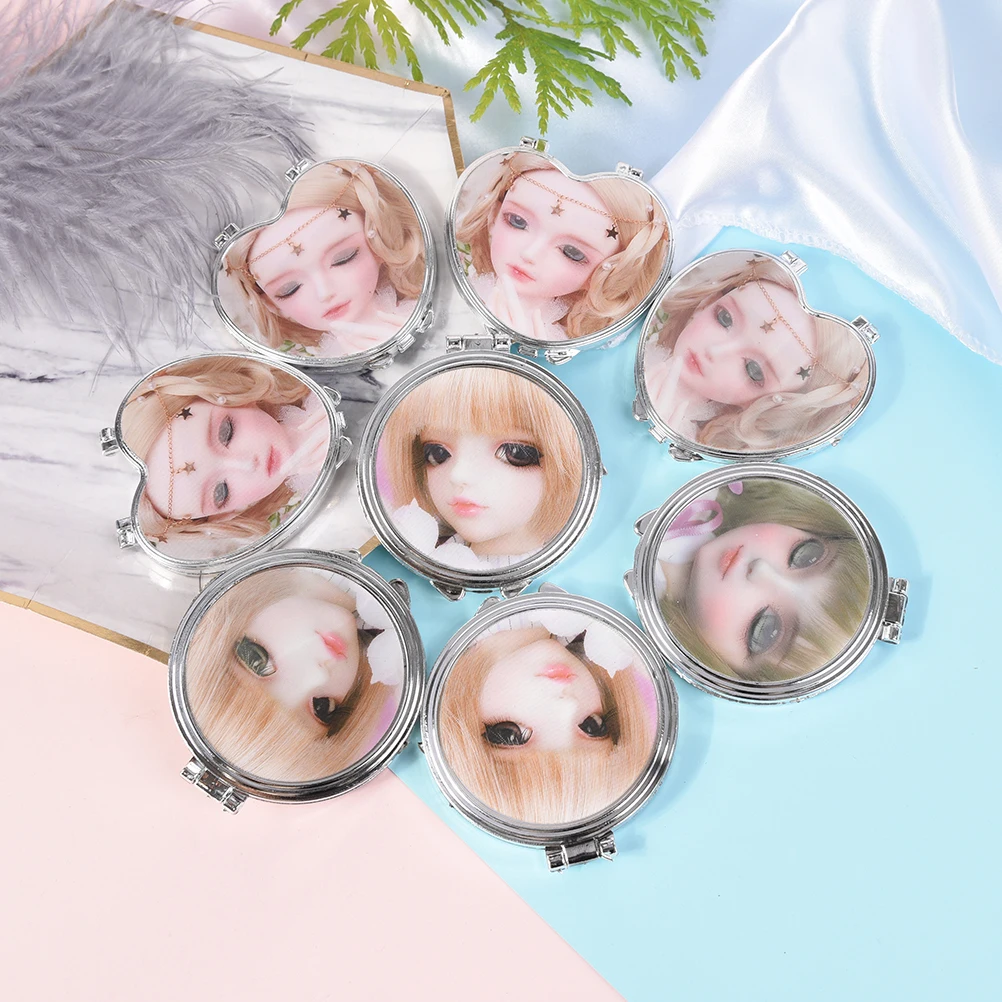 Heart Shaped Design Mini Pocket Fodable Double Sided Round Mirror Makeup Cosmetic Compact Mirrors Random | Красота и здоровье