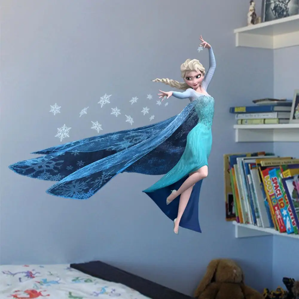 Замороженные Эльза и Анна мультфильм Кристофф Свен наклейки 3D окна детский сад