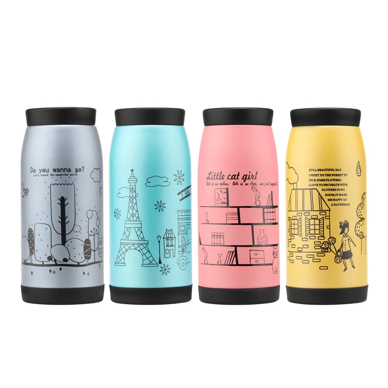 Милая детская чашка для молока из нержавеющей стали Вакуумная бутылка с узором 250