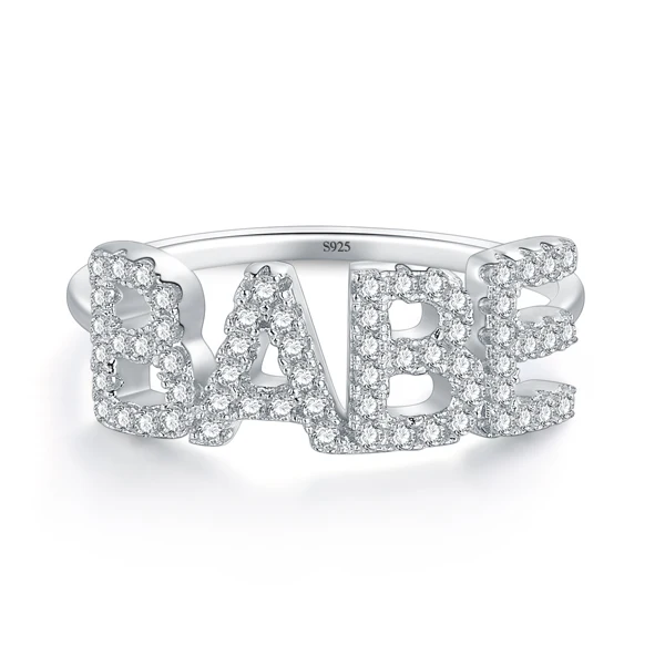 White BABE Modian горячая Распродажа Настоящее 925 пробы Серебряное очаровательное кольцо на палец с надписью элегантное модное кольцо для женщин Серебряное ювелирное изделие - Цвет основного камня: White BABE