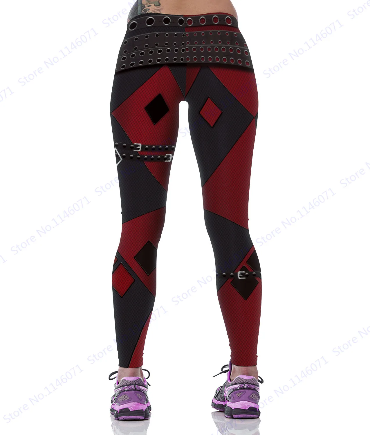 Red Harleen Quinzel Power Flex Yoga Leggings Batman Harley Quinn Fitness Gym Workout Running Tights Sexy Slim Skinny Pants Woman | Спорт и