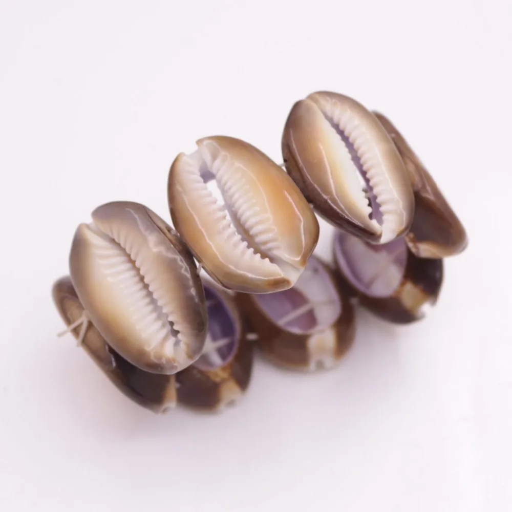 20mm-28mm Free Form Natural Conch Shell Stretch Bracelet 7&quot Jewelry Brown White Beige Choose | Украшения и аксессуары