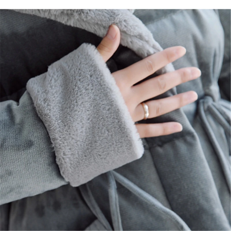 

Gold Velvet Cotton Coat Female 2018 Autumn Winter New Solid Color Casual Loose Pocket Zipper Fur Collar Cotton Coat HJB433