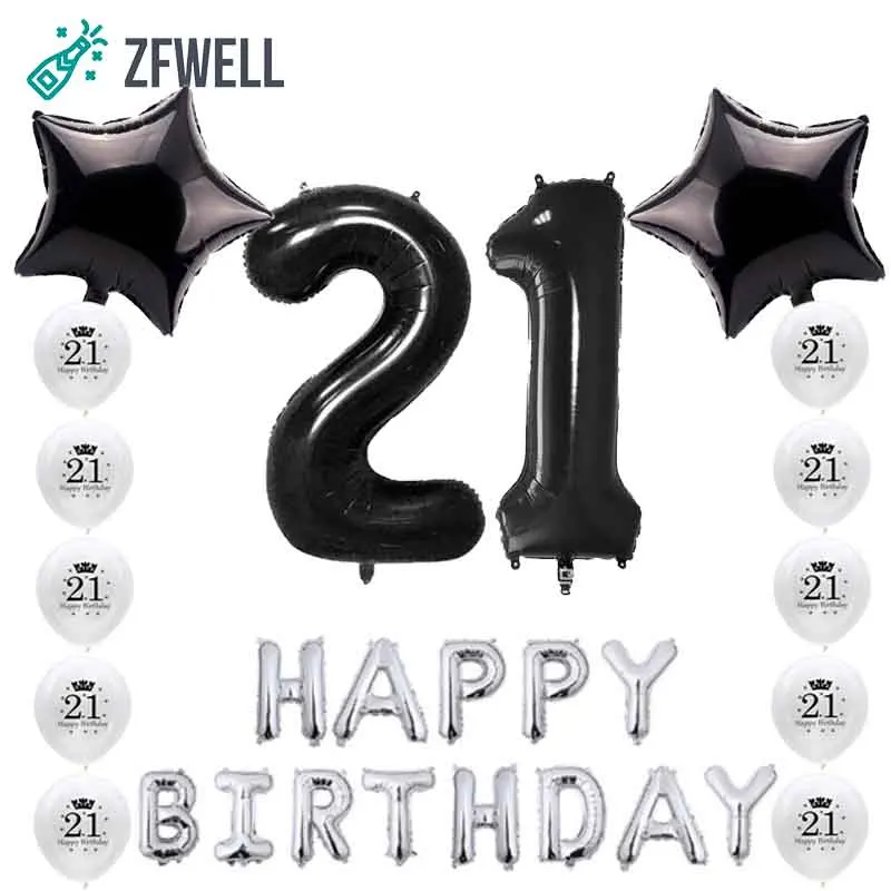 ZFWELL 27 шт./лот 18.21.30 день рождения цифровая любовь Серебристая черная алюминиевая