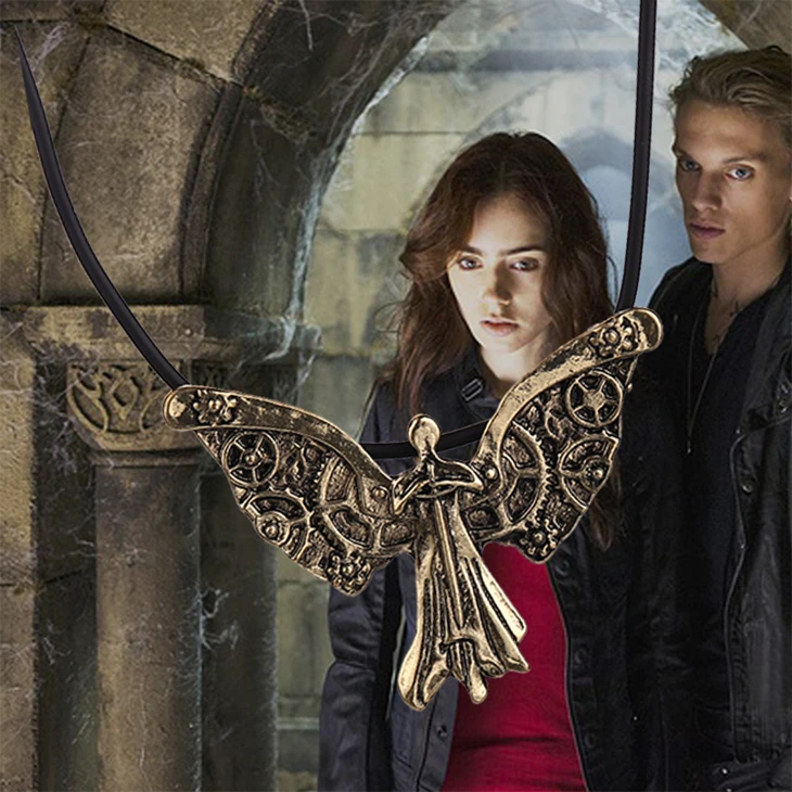 Ожерелье Город костей Mortal Instruments подвеска с ангелом Tessa's по часовой стрелке для