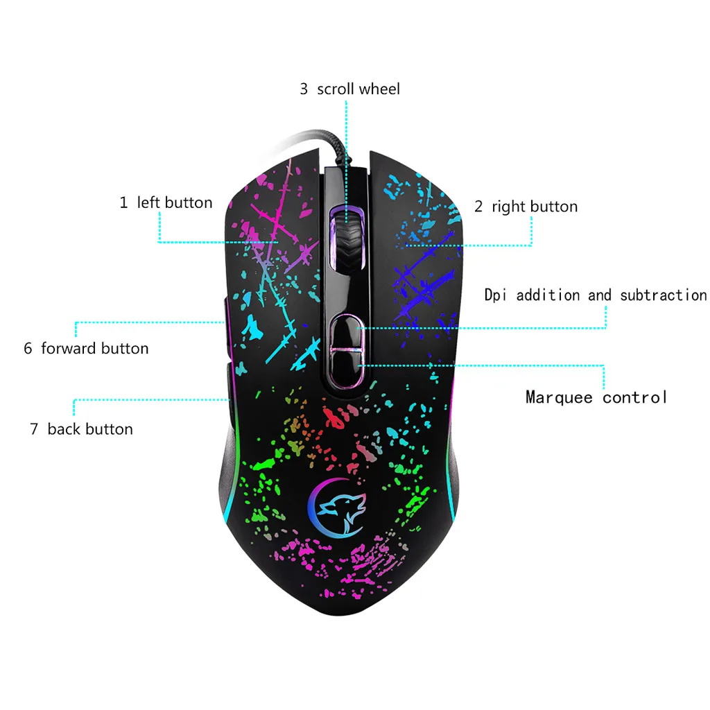 G819 Новая Механическая Проводная игровая мышь RGB Marquee многорежимная 3200DPI 7