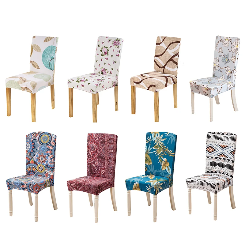 чехлы на стулья обеденный цветочный принт Универсальный спандекс стрейч чехол