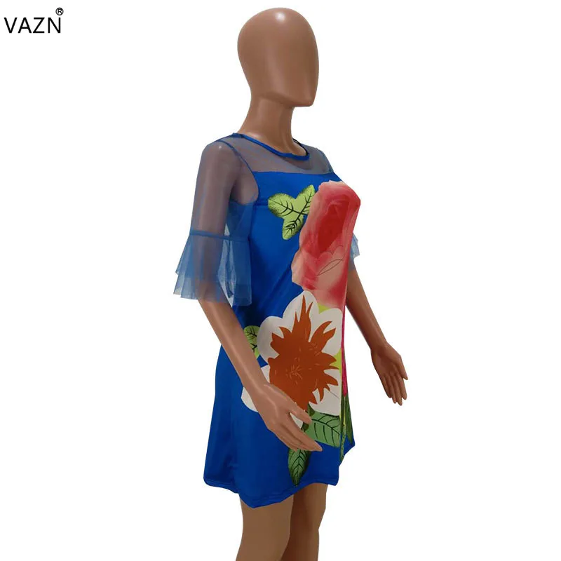 VAZN, высокое качество,, Хит, повседневное, мини платье, женское, сексуальное, с принтом, с круглым вырезом, с коротким рукавом, платье для девушек, с отверстиями, обтягивающее платье, HM6030