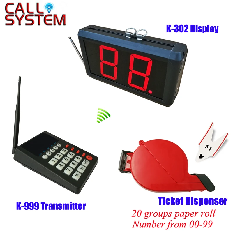 

Hospital/clinic wireless paging calling system queue management 1 keypad 1 number screen 1 ticket dispenser
