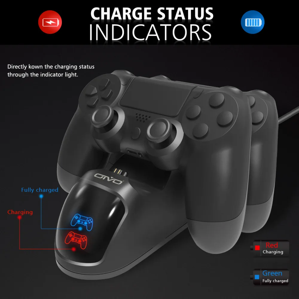 Зарядная док станция для контроллера PS4 зарядная Play Station 4 двойная подставка с
