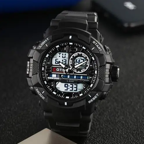 O.T.S relogio masculino Цифровые мужские спортивные часы кварцевые OTS бренд 50 м наружные