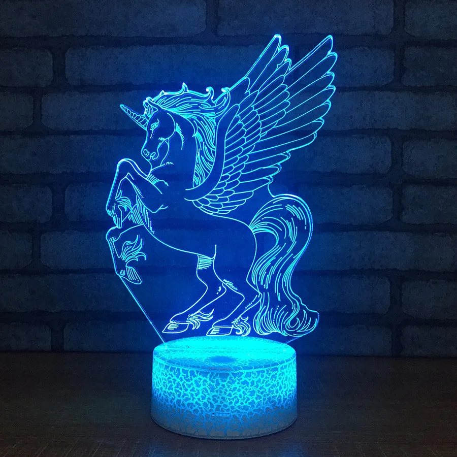 Новое поступление 2018 3D ночсветильник Pegasus светодиодный фонарь Luminaria в виде