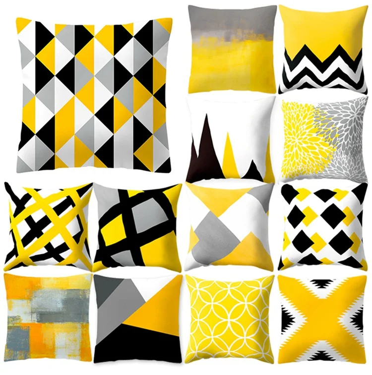 Наволочки желтые и серые бриллиантовые строительные Чехлы для домашнего стула
