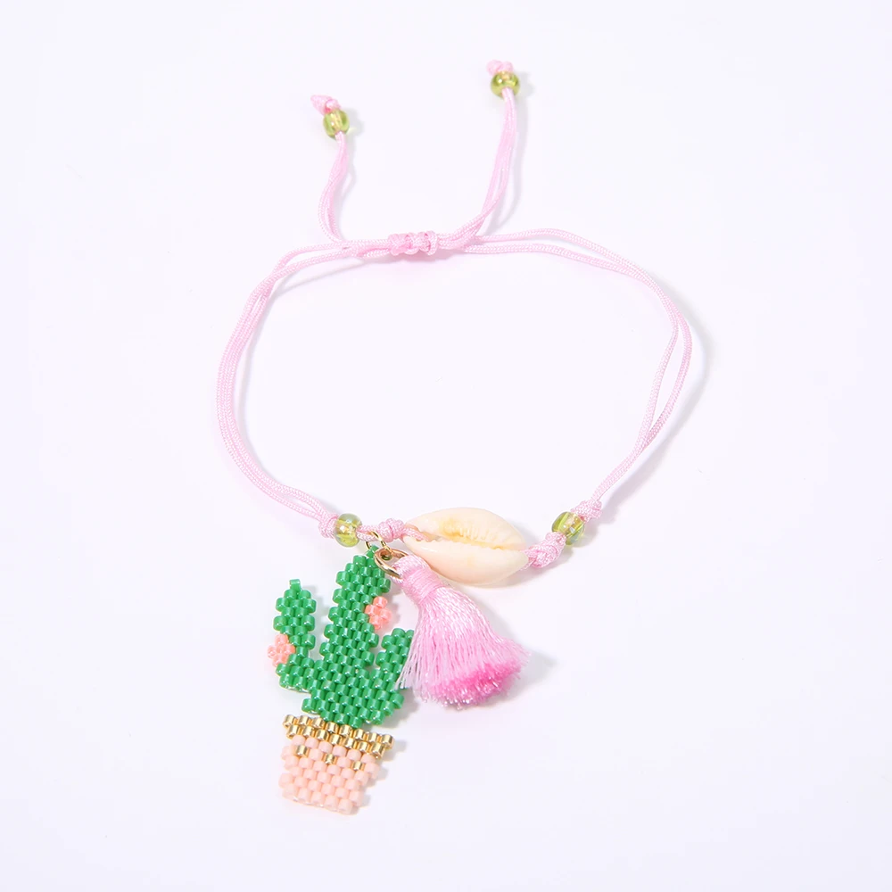 

Rttooas Trendy Summer Shell Anklets Handmade MIYUKI Beads Cactus Pendant Anklets Women Girls Gift 2019 DIY Boho Jewelry