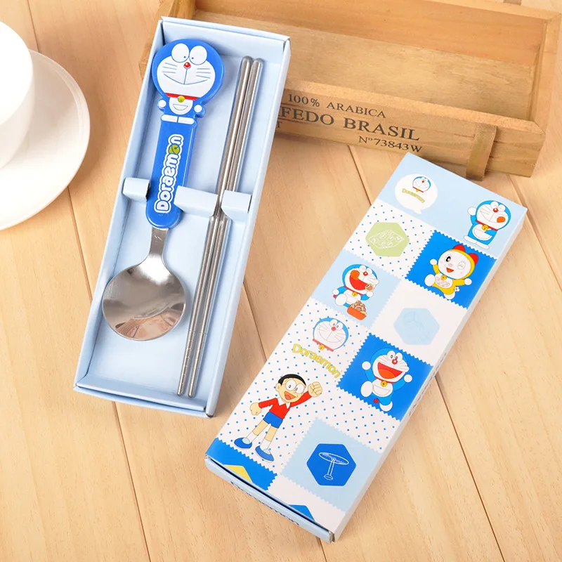1set Gift Boxes of Doraemon Cat Spoon Chopsticks Tableware Set Wedding In Return Gifts Small Party Supplies 2143WG | Дом и сад
