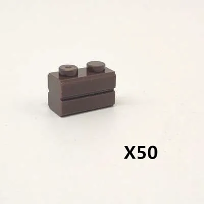 DeepBrown-50pcs Городские строительные блоки, креативные объемные наборы, совместимые WW2, военные платформы, DIY обучающие кирпичи, сборочные игрушки для детей C092 - Цвет: DeepBrown-50pcs