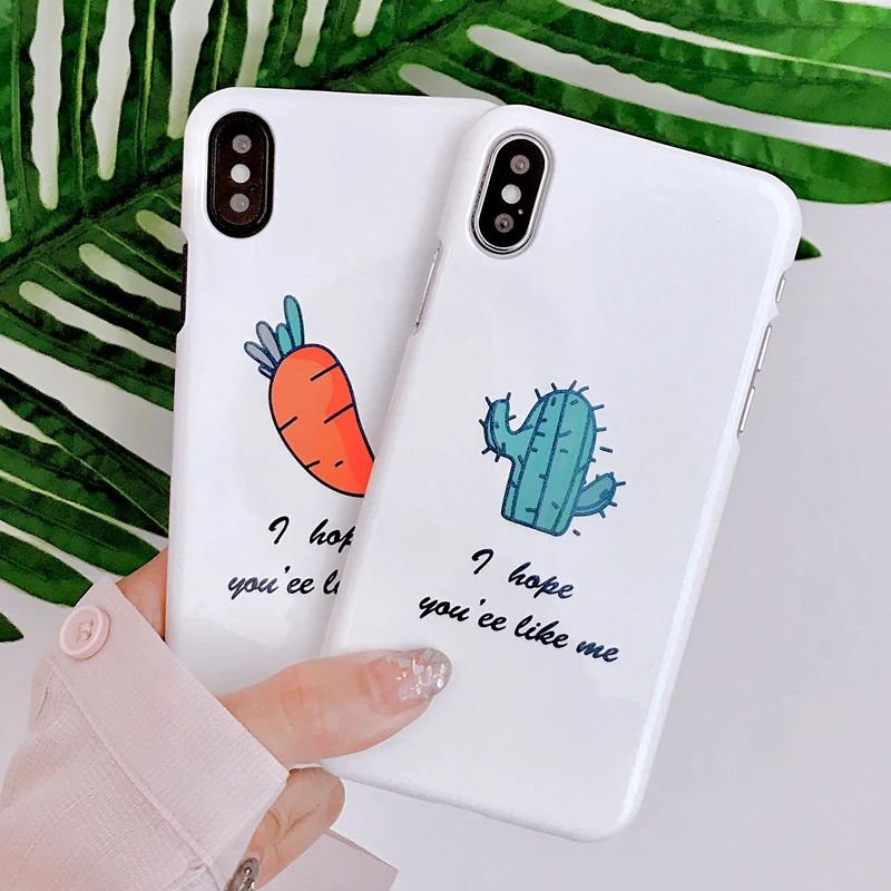 Окрашенный чехол для телефона в форме кактуса iPhone X 8 Plus корейский стиль 6 6S 7
